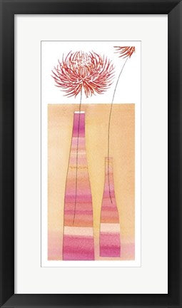 Framed Art Stripy Vase and Chrysanthemum by Nicola Gregory | 19 3/4 x 9