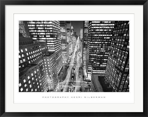 Framed Art Park Avenue at Night, NYC by Henri Silberman | 23 1/2 x 31 1/2 Art ...