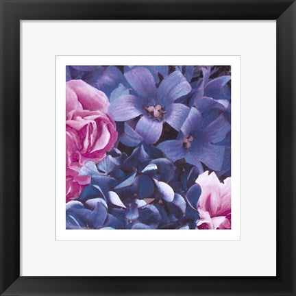 Framed Art Pink and Blue Flowers by Jenny Dreifuss | 11 3/4 x 11 3/4