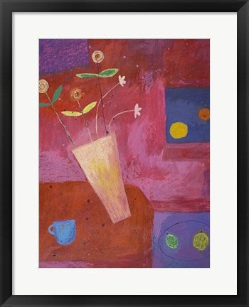 Framed Art Floral Study in Red and Blue by Charlotte Hardy | 19 3/4 x 15 3/4 A...