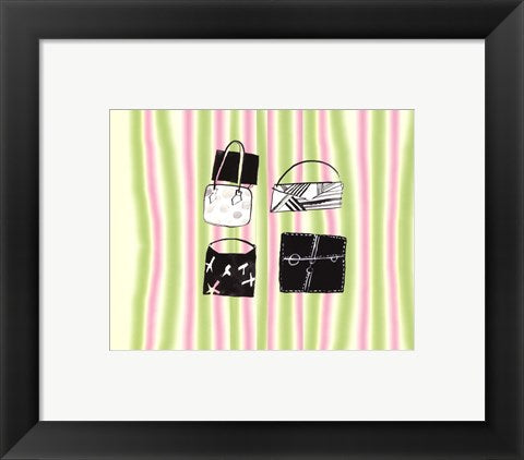 Framed Art Quatre Sacs a Main sur Rose et Vert 8 x 10