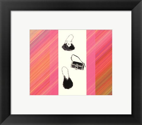 Framed Art Trois Sacs a Main avec Raies 8 x 10