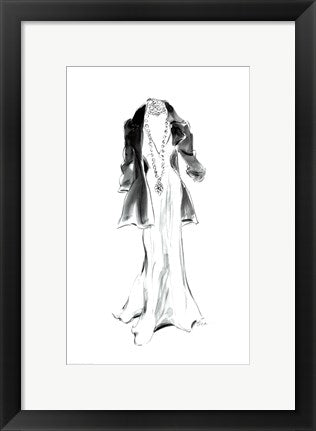 Framed Art Black Jacket with Necklace by Tina Amico | 16 x 10
