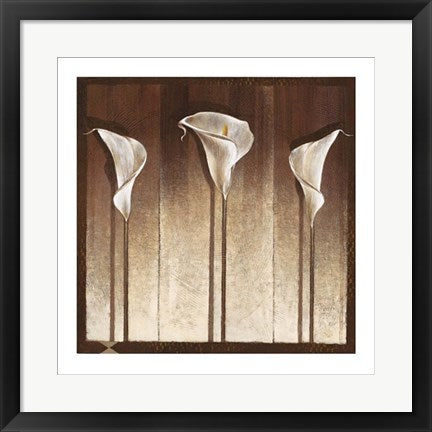 Framed Art Three Calla Lilies by Mira Latour | 19 3/4 x 19 3/4