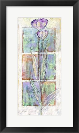 Framed Art Floral Study, Purple by Yvonne Dulac | 19 3/4 x 9