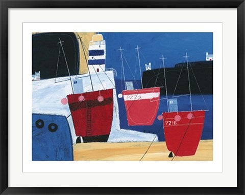 Framed Art Three Red Boats by Dave Jaundrell | 23 1/2 x 31 1/2