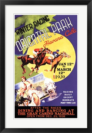 Framed Art Winter Racing, Oriental Park, Havana, Cuba, 1939 