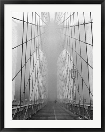 Framed Art Foggy Day on Brooklyn Bridge by Henri Silberman | 31 1/2 x 23 ½ Art...
