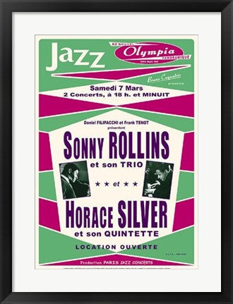 Framed Art Sonny Rollins & Horace Silver, Paris, 1964 24 x 17