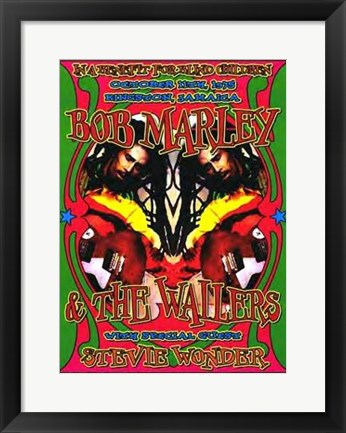Framed Art Bob Marley & Stevie Wonder, Kingston, Jamaica, 1975 by Dennis Loren