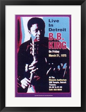 Framed Art B.B. King, Masonic Auditorium, Detroit, 1974 by Dennis Loren