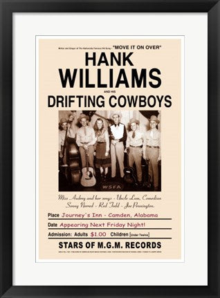 Framed Art Hank Williams and His Drifting Cowboys, Alabama, 1947 