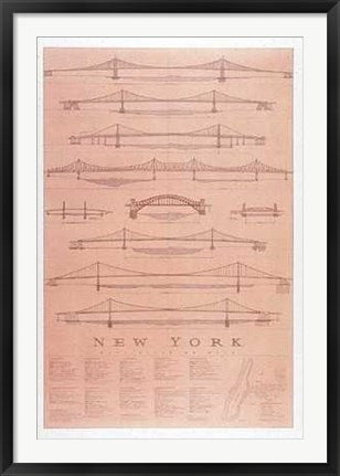 Framed Art East River Bridges NY by Craig Holmes | 40 x 26