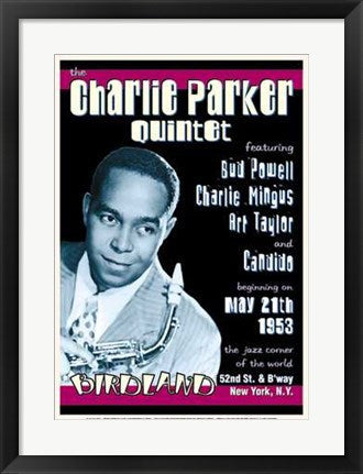 Framed Art Charlie Parker Quintet: Birdland NYC, 1953 24 x 17