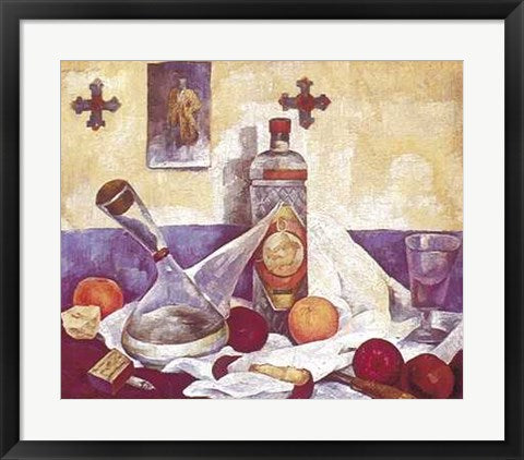 Framed Art Naturaleza Muerta con Botella de Anis by Diego Rivera