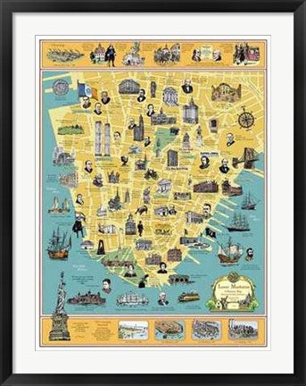 Framed Art A History of Lower Manhattan by Tony Millionaire | 32 x 24