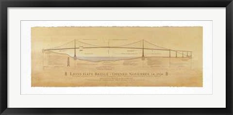 Framed Art Lions Gate Bridge by Joseph Boquiren | 13 x 33