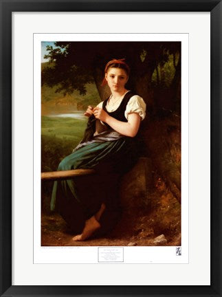 Framed Art The Knitting Girl by William-Adolphe Bouguereau | 28 ¾ x 19 ½ Art P...