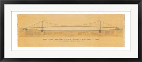 Framed Art Verrazano Narrows Bridge by Craig Holmes | 13 x 38