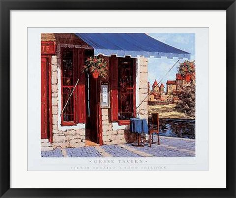 Framed Art Greek Tavern by Viktor Shvaiko | 19 x 24