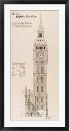 Framed Art Big Ben, Clock Tower by Yves Poinsot | 38 x 17