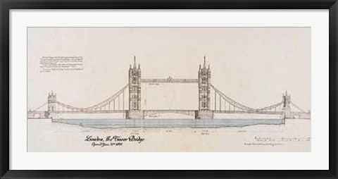 Framed Art Tower Bridge, London by Yves Poinsot | 17 x 38