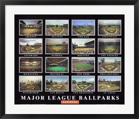 Framed Art Major League Ballparks - National League by Ira Rosen