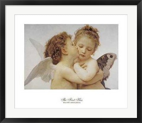 Framed Art The First Kiss by William-Adolphe Bouguereau | 22 x 28
