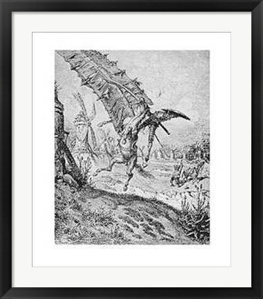 Framed Art Don Quixote and the Windmill by Gustave Dore | 28 x 22
