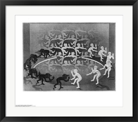 Framed Art Encounter by M.C. Escher | 21 3/4 x 25 5/8