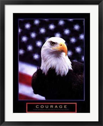 Framed Art Courage: Eagle & Flag 28 x 22