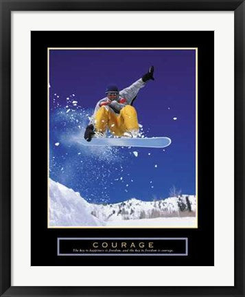 Framed Art Courage - Snowboarder 28 x 22