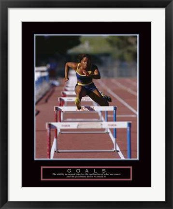 Framed Art Goals - Runner Jumping Hurdles 28 x 22