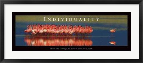 Framed Art Individuality - Flamingos 12 x 36
