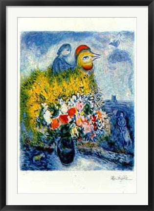 Framed Art Le Cog avec le Bouquet Jaune by Marc Chagall | 35 1/8 x 24 3/8 Art ...