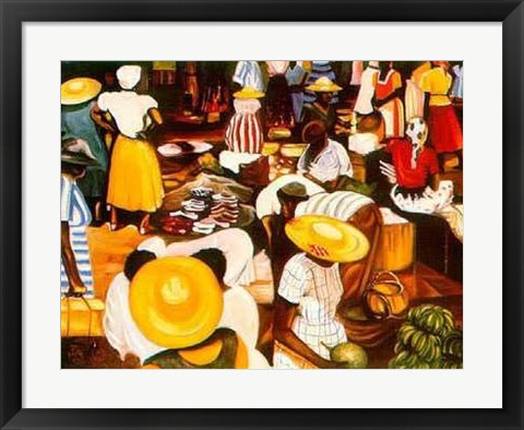 Framed Art Market Scene by Bernard Hoyes | 18 x 24
