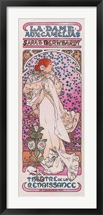 Framed Art La Dame aux Camelias by Alphonse Mucha | 34 x 13