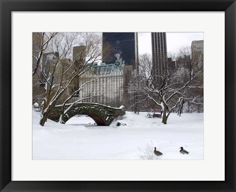 Framed Art Love Bridge in Central Park, Winter by Igor Maloratsky