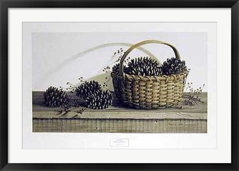Framed Art Pine Cones and Roseberries by Pauline Campanelli | 21 1/4 x 32 Art ...