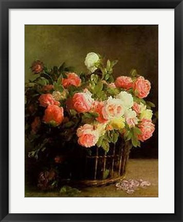 Framed Art Basket of Roses by Hans Looscher | 24 x 20