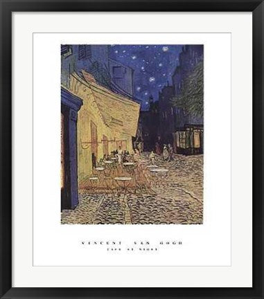 Framed Art Cafe at Night by Vincent van Gogh | 28 x 22