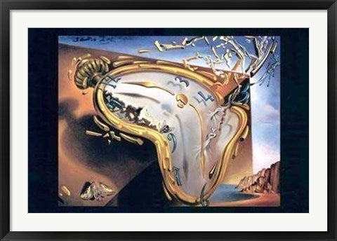 Framed Art Melting Clock at Moment of First Explosion by Salvador Dali