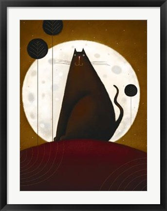 Framed Art Cat and the Moon I by Jo Parry | 31 1/2 x 23 1/2