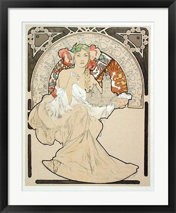 Framed Art Woman with Cathedral by Alphonse Mucha | 27 1/2 x 21 1/2