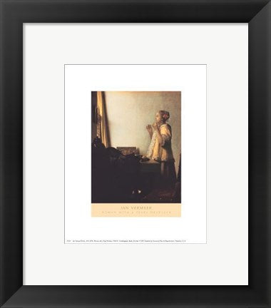 Framed Art Woman with a Pearl Necklace by Johannes Vermeer | 10 x 8