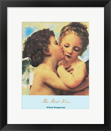 Framed Art The First Kiss, 1890 by William-Adolphe Bouguereau | 14 x 11