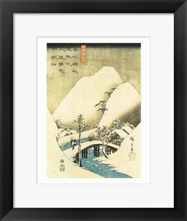 Framed Art Snowy Landscape by Utagawa Hiroshige | 14 x 11