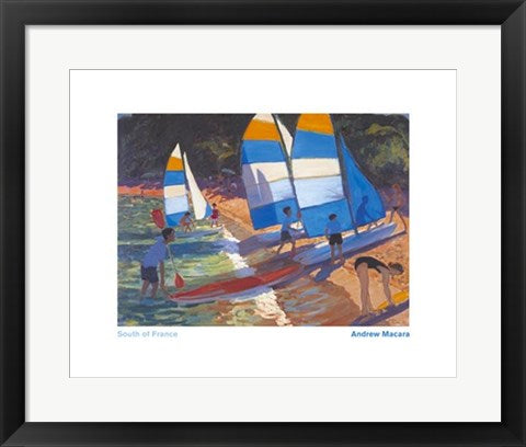 Framed Art Sailboats, South of France by Andrew Macara | 15 3/4 x 19 3/4 Art P...