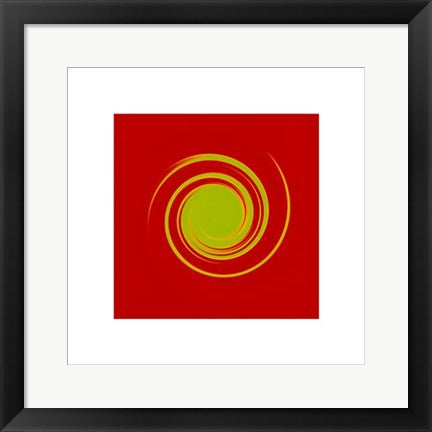 Framed Art Whirl #6 (Green on Bright Red) by Michael Banks | 15 ¾ x 15 ¾ Art P...