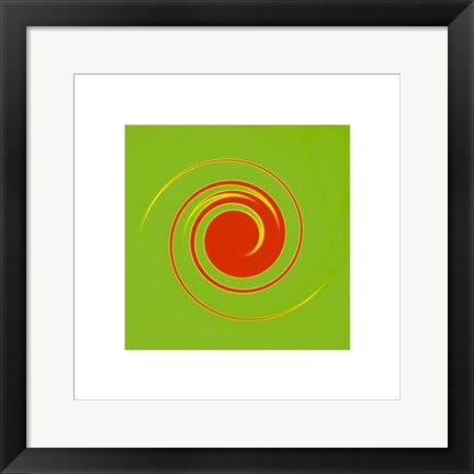 Framed Art Whirl #5 (Red on Bright Green) by Michael Banks | 15 3/4 x 15 3/4 A...